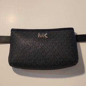 Michael Kors, Two Tone Gray and Black MK Logo Belt Bag L/XL